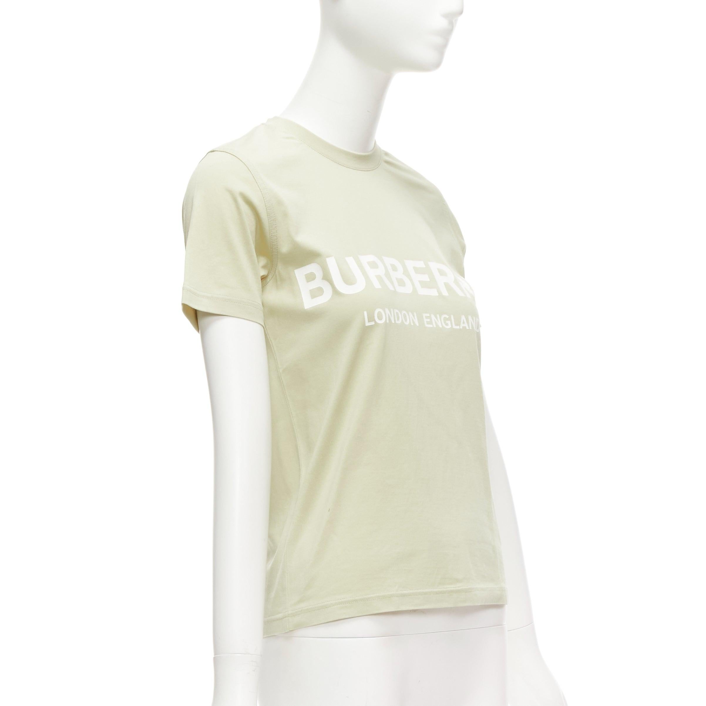 BURBERRY beige algodón blanco logo estampado slim fit camiseta manga corta XS Beige en venta