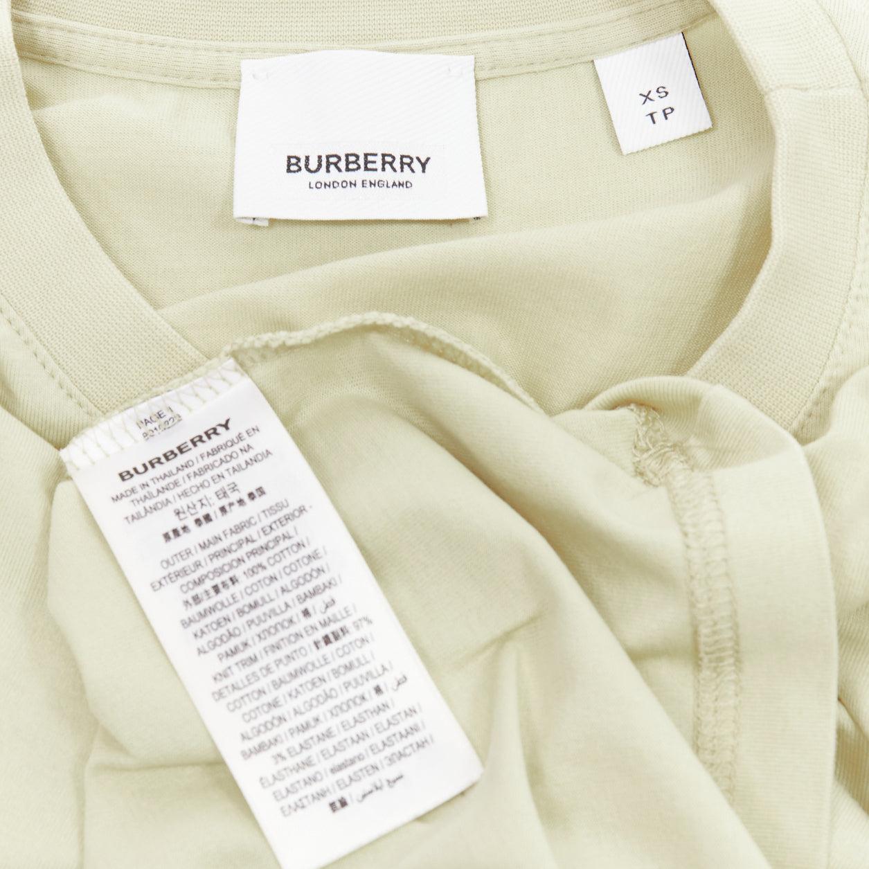 BURBERRY beige algodón blanco logo estampado slim fit camiseta manga corta XS en venta 3