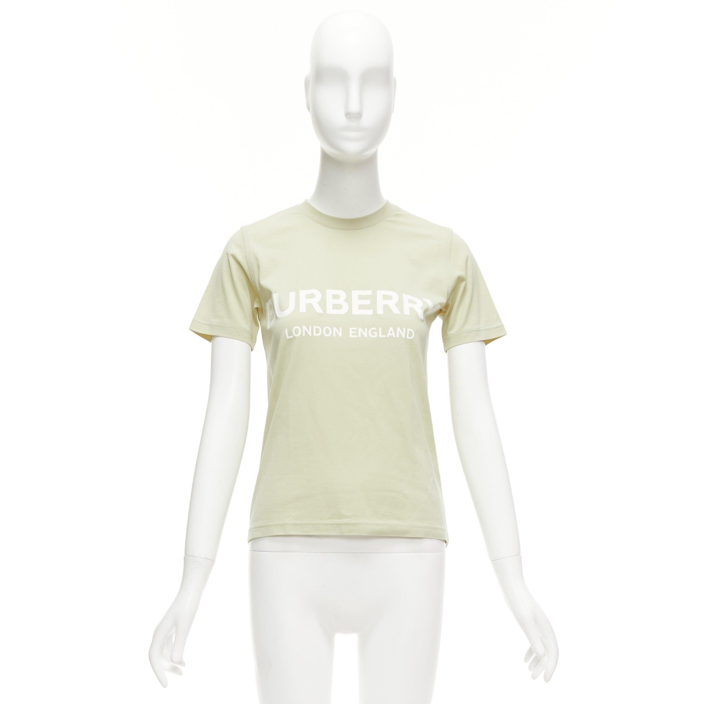 BURBERRY beige algodón blanco logo estampado slim fit camiseta manga corta XS en venta 4