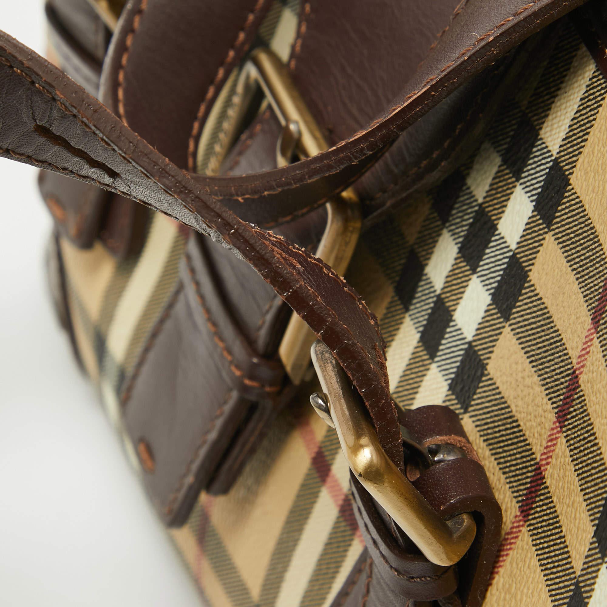 Burberry Beige/Dark Brown Haymarket Check Coated Canvas Eden Tote 3