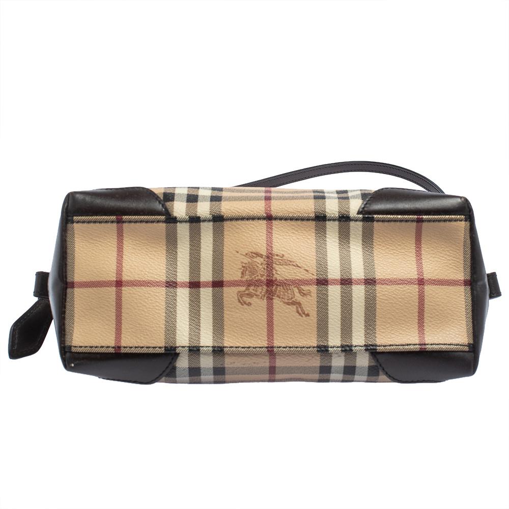 Women's Burberry Beige/Dark Brown Haymarket PVC and Leather Small Primrose Crossbody Bag