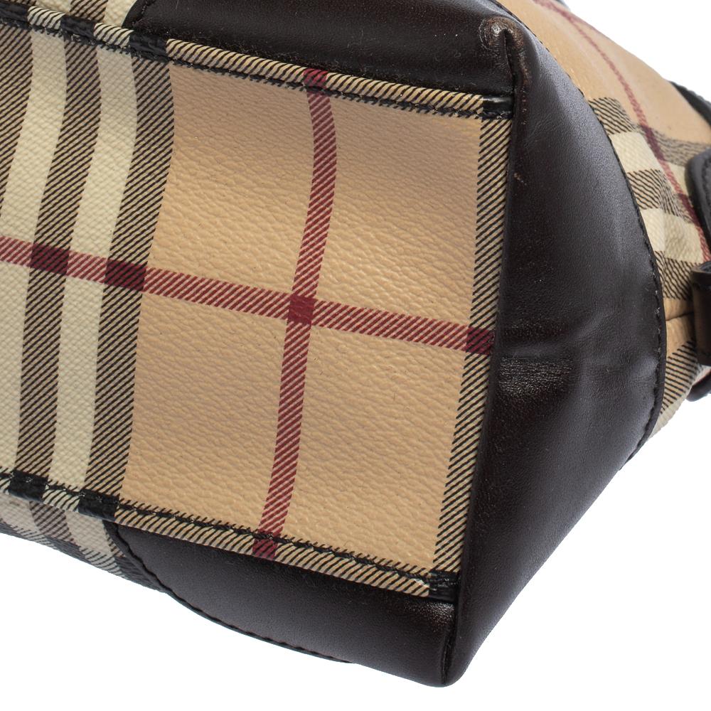 Burberry Beige/Dark Brown Haymarket PVC and Leather Small Primrose Crossbody Bag 4