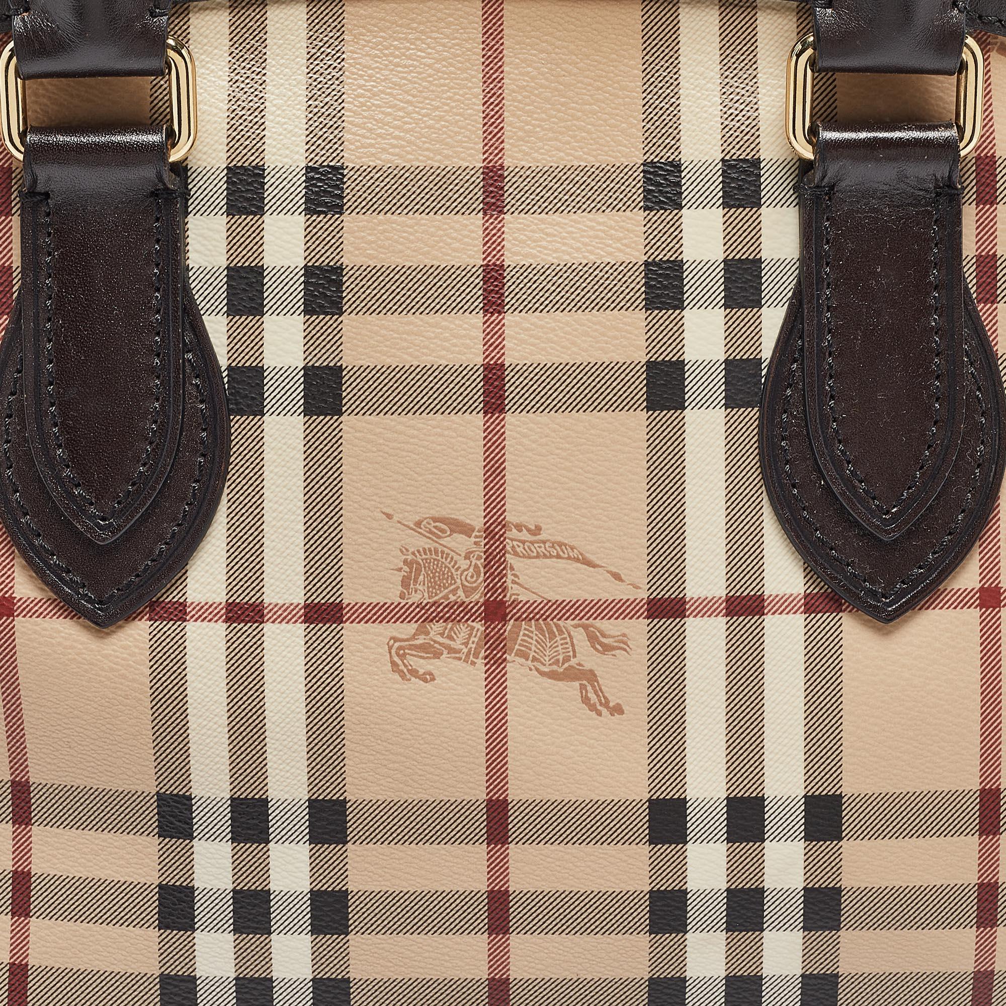 Women's Burberry Beige/Dark Brown House Check Coated Canvas and Leather Orchard Bag