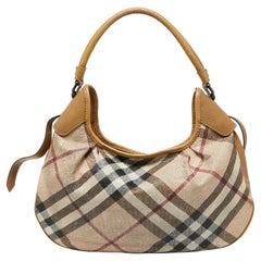 burberry cnqinchoqin Burberry Beige Embossed Nova Check Coated Canvas Brooklyn Hobo