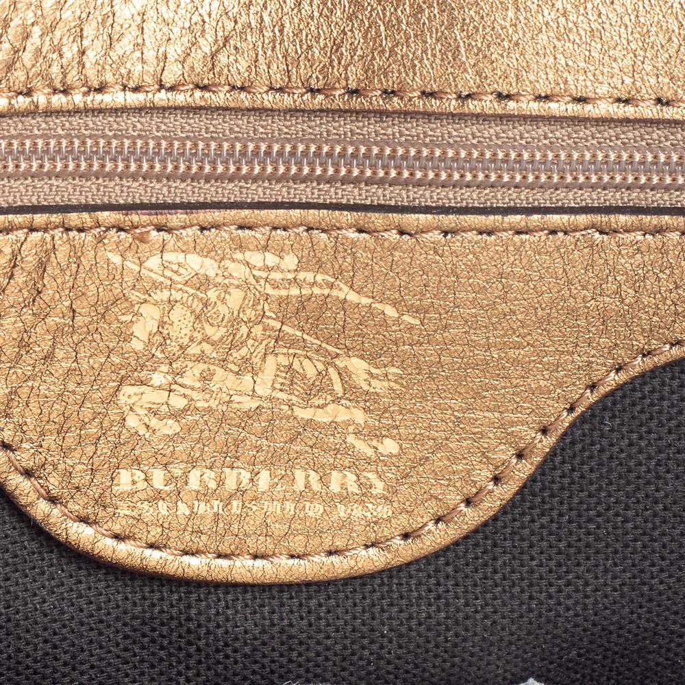 Burberry Beige/Gold Haymarket Check Coated Canvas and Leather Eden Tote 1