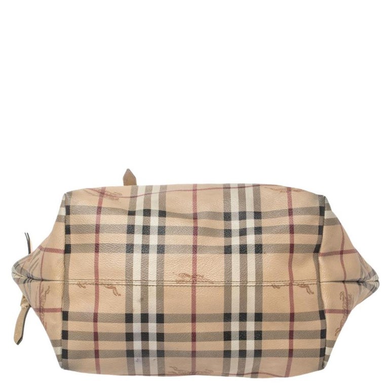 Burberry Beige/Gold Haymarket Check PVC and Leather Small Salisbury ...