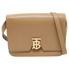 Burberry Beige Grain Leather Medium TB Shoulder Bag
