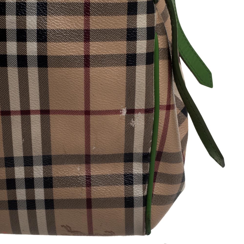 Burberry Beige/Green Haymarket Check Coated Canvas Small Canterbury Tote 6