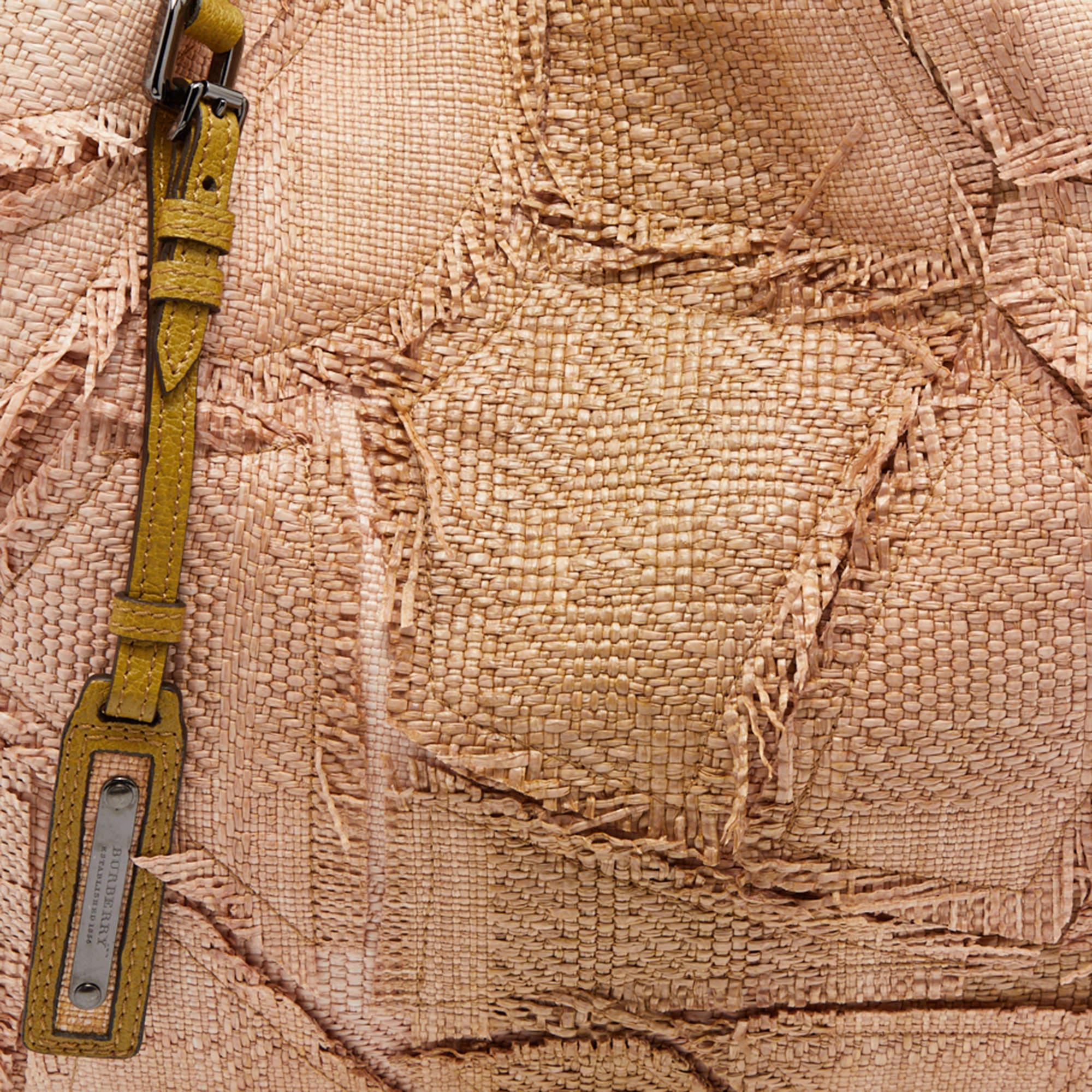Covington Shopper-Tasche aus Raffia und Leder von Burberry in Beige/Grün im Angebot 6