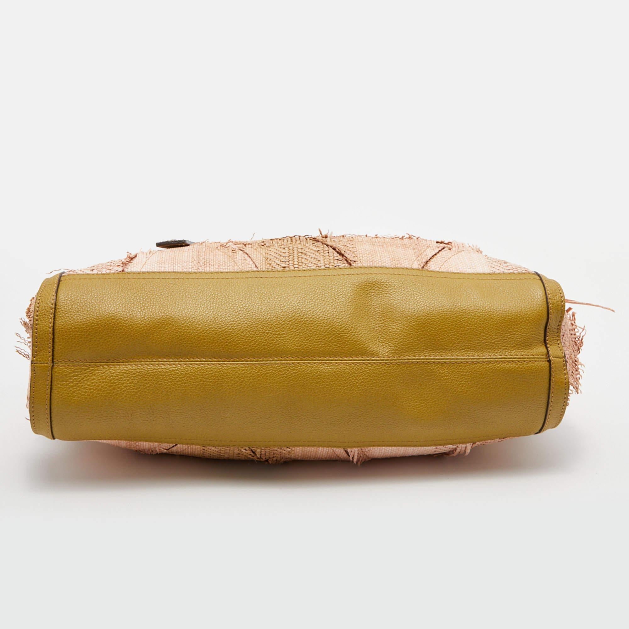 Covington Shopper-Tasche aus Raffia und Leder von Burberry in Beige/Grün im Angebot 1