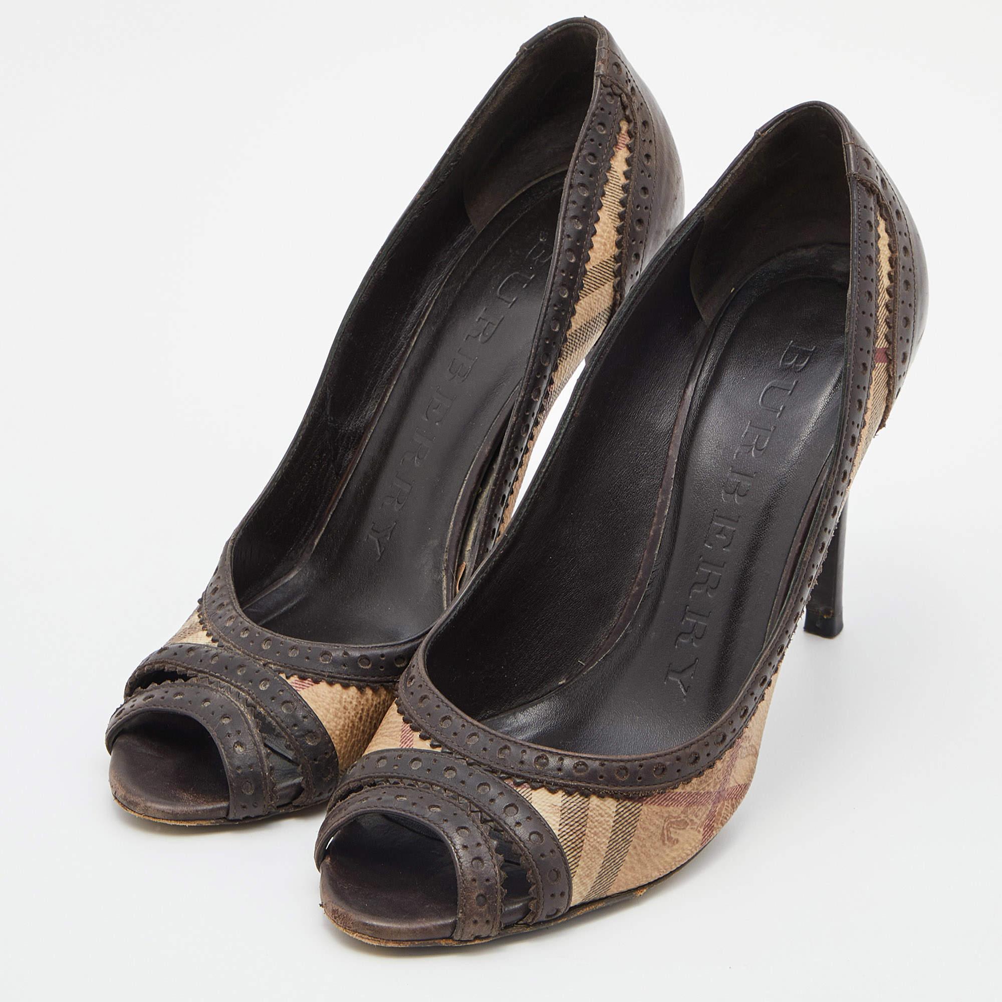 Make a chic style statement with these designer pumps. They showcase sturdy heels and durable soles perfect for your fashionable outings