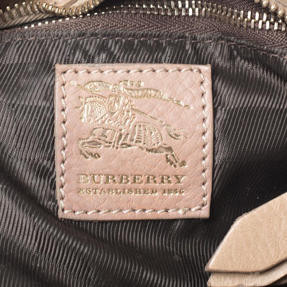 Burberry Beige Haymarket Check Canvas & Leather Double Buckle Pocket ShoulderBag 1
