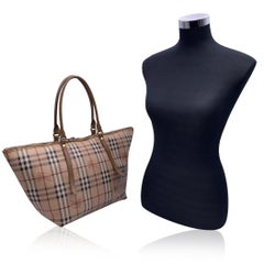 Burberry Beige Haymarket Check Canvas Salisbury Tote Bag aus Segeltuch