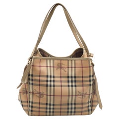 Burberry Beige Haymarket Check Coated Canvas and Leather Small Canterbury Tote