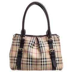 Burberry Beige Haymarket Check Coated Canvas and Leather Small Northfield Tote