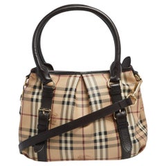 Used Burberry Beige Haymarket Check Coated Canvas and Leather Small Northfield Tote