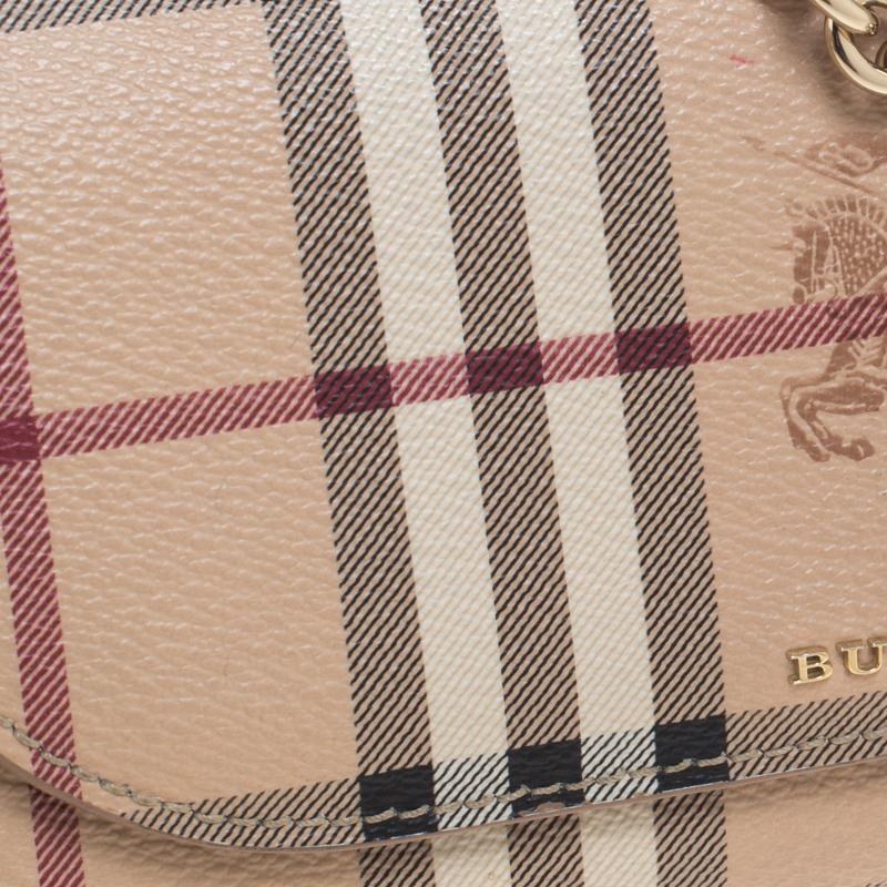 Burberry Beige Haymarket Check Coated Canvas Henley Wallet On Chain 3
