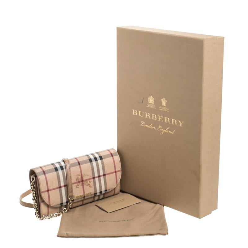 Burberry Beige Haymarket Check Coated Canvas Henley Wallet On Chain 4