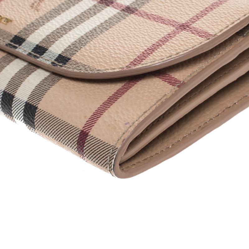 Burberry Beige Haymarket Check Coated Canvas Henley Wallet On Chain 1