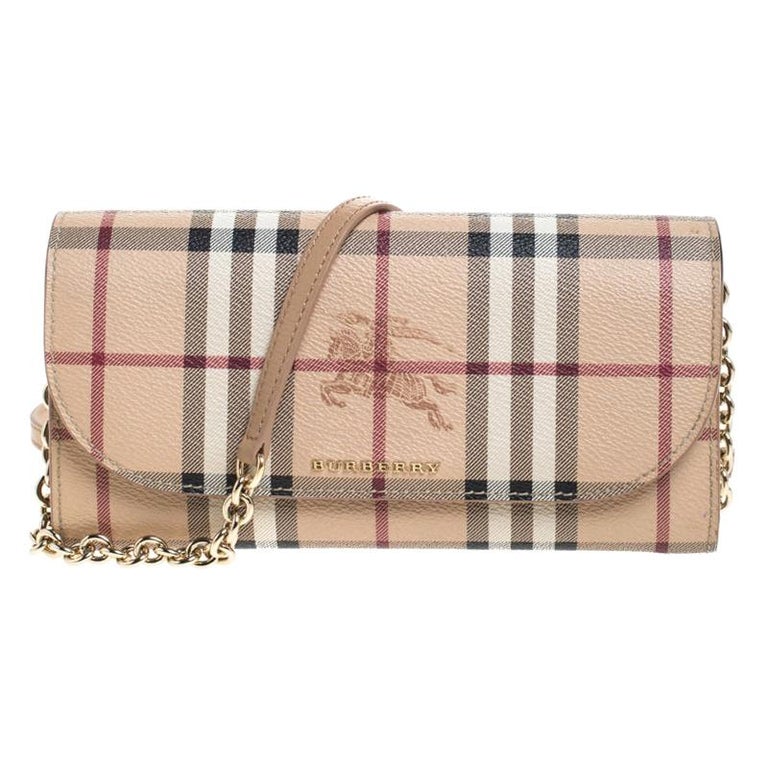 Burberry Beige Haymarket Check Coated Canvas Henley Wallet On Chain at  1stDibs