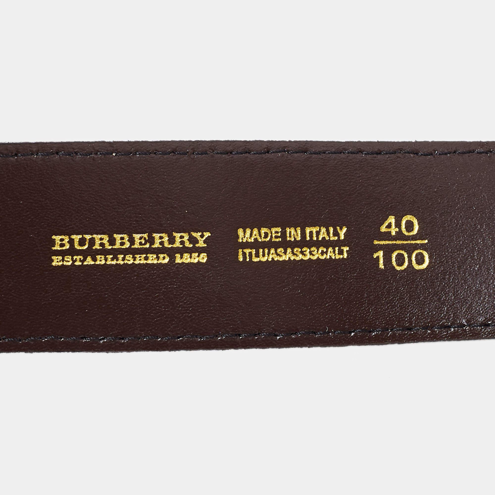 Burberry Beige Haymarket Check Coated Canvas Logo Plaque Belt 100CM In New Condition In Dubai, Al Qouz 2