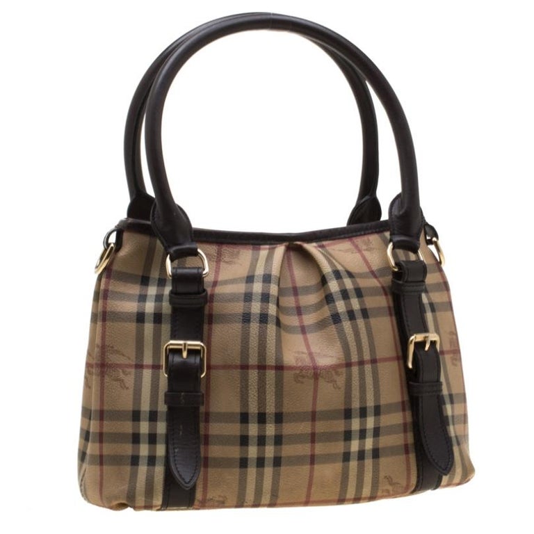 Burberry Beige Haymarket Check Coated Canvas Small Northfield Tote For ...
