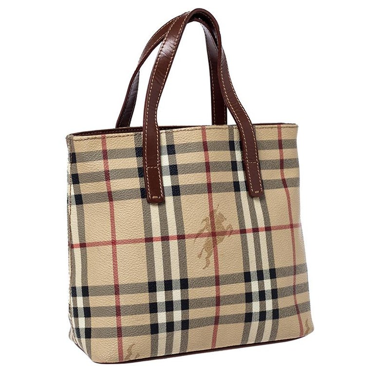 Burberry Beige Haymarket Check PVC Mini Tote For Sale at 1stDibs