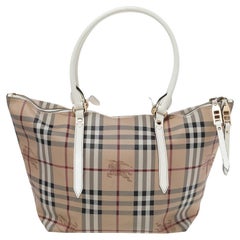 Burberry Beige Haymarket Beschichtetes Segeltuch und Leder Salisbury Tote