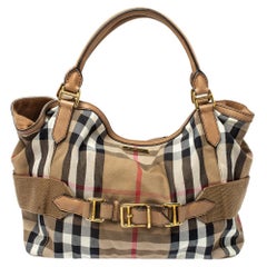 Used Burberry Beige Houe Check Canvas and Leather Aurelia Diaper Bag