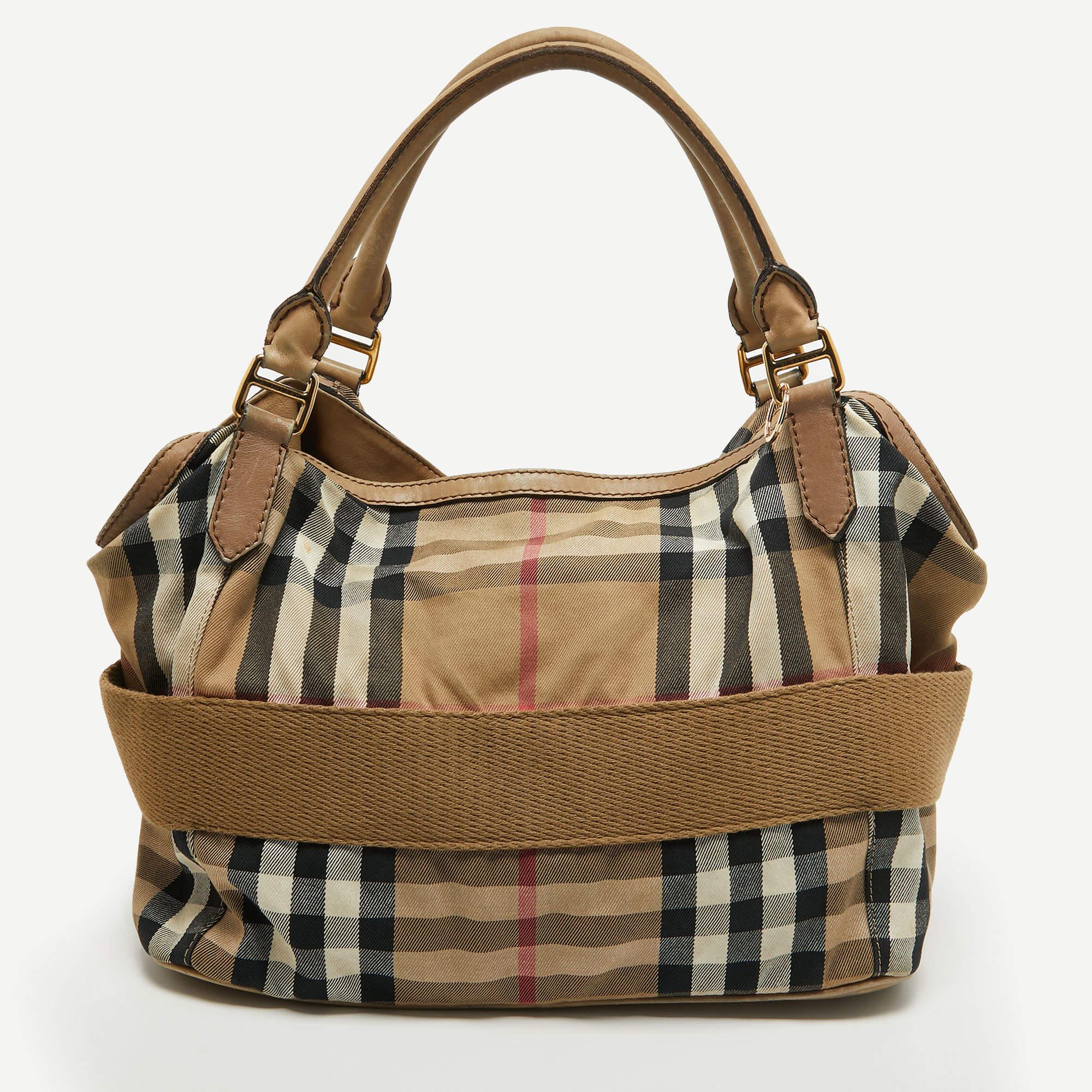 Burberry Beige House Check Canvas and Leather Brecon Tote 7