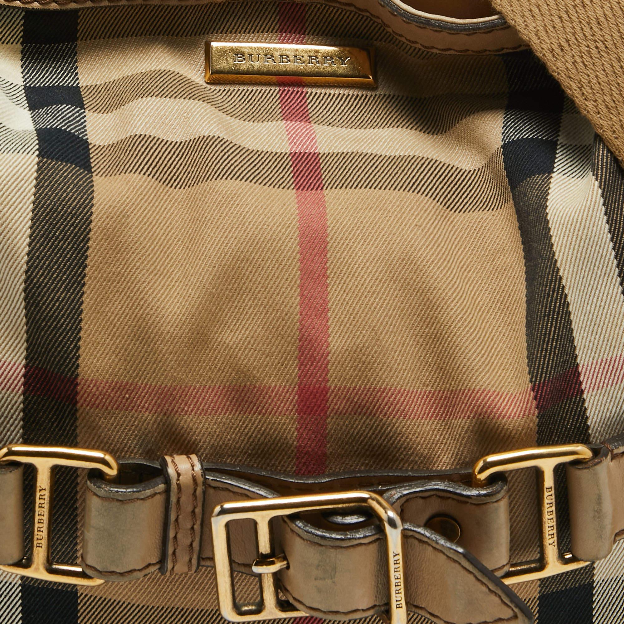 Burberry Beige House Check Canvas and Leather Brecon Tote 8
