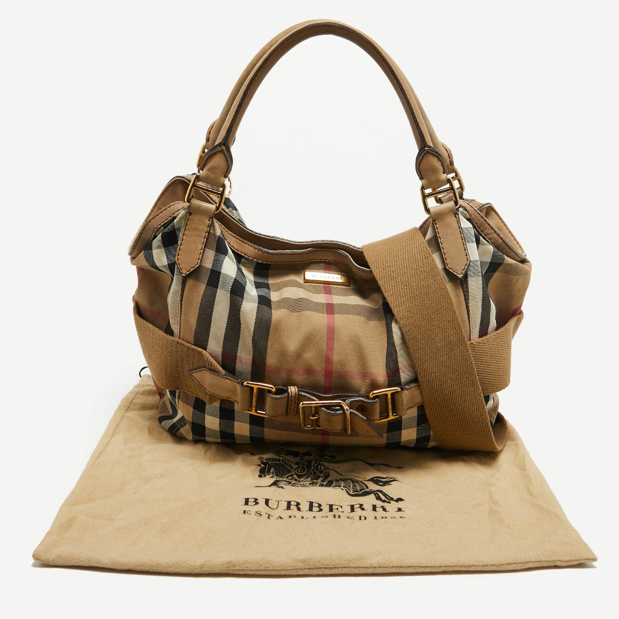 Burberry Beige House Check Canvas and Leather Brecon Tote 16