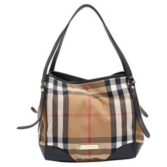Burberry Beige House Check Canvas And Leather Canterbury Tote