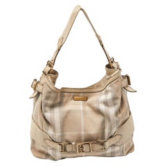 Borsa Parsons grande in tela e pelle Burberry Beige House Check