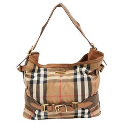 Burberry Beige House Check Canvas and Leather Large Parsons Hobo