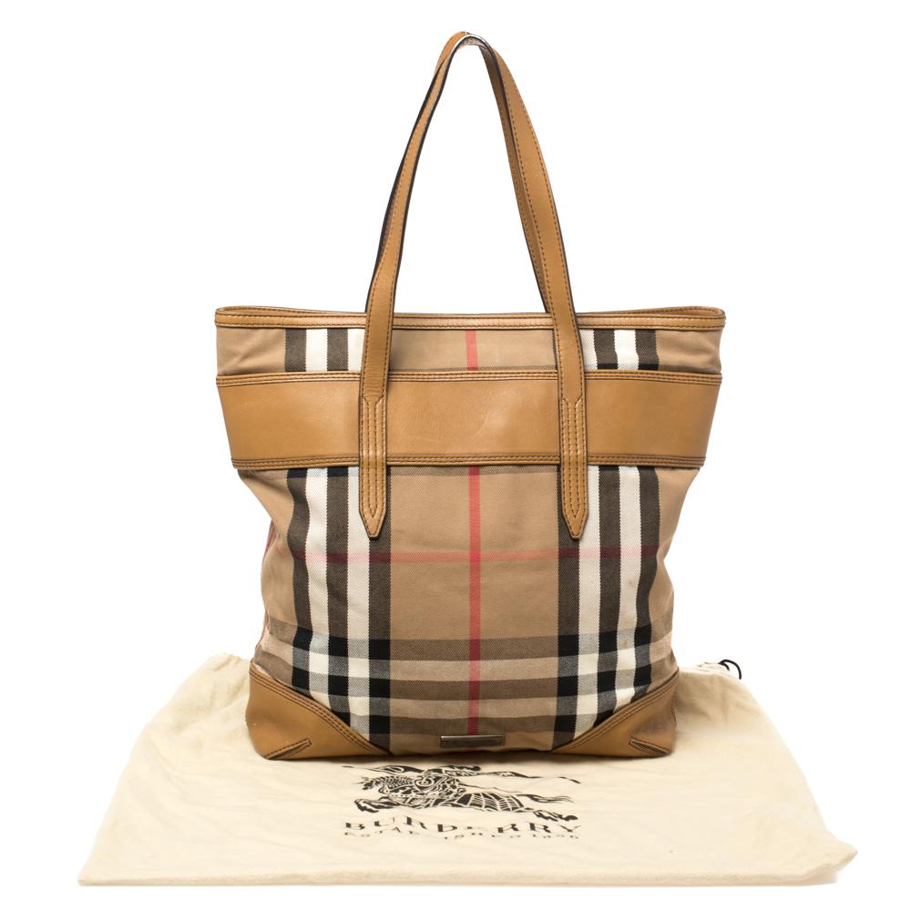 Burberry Beige House Check Canvas and Leather Marlow Shopper Tote 6