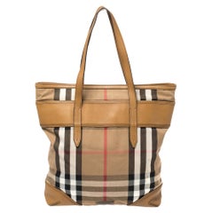 Burberry Beige House Check Canvas and Leather Marlow Shopper Tote