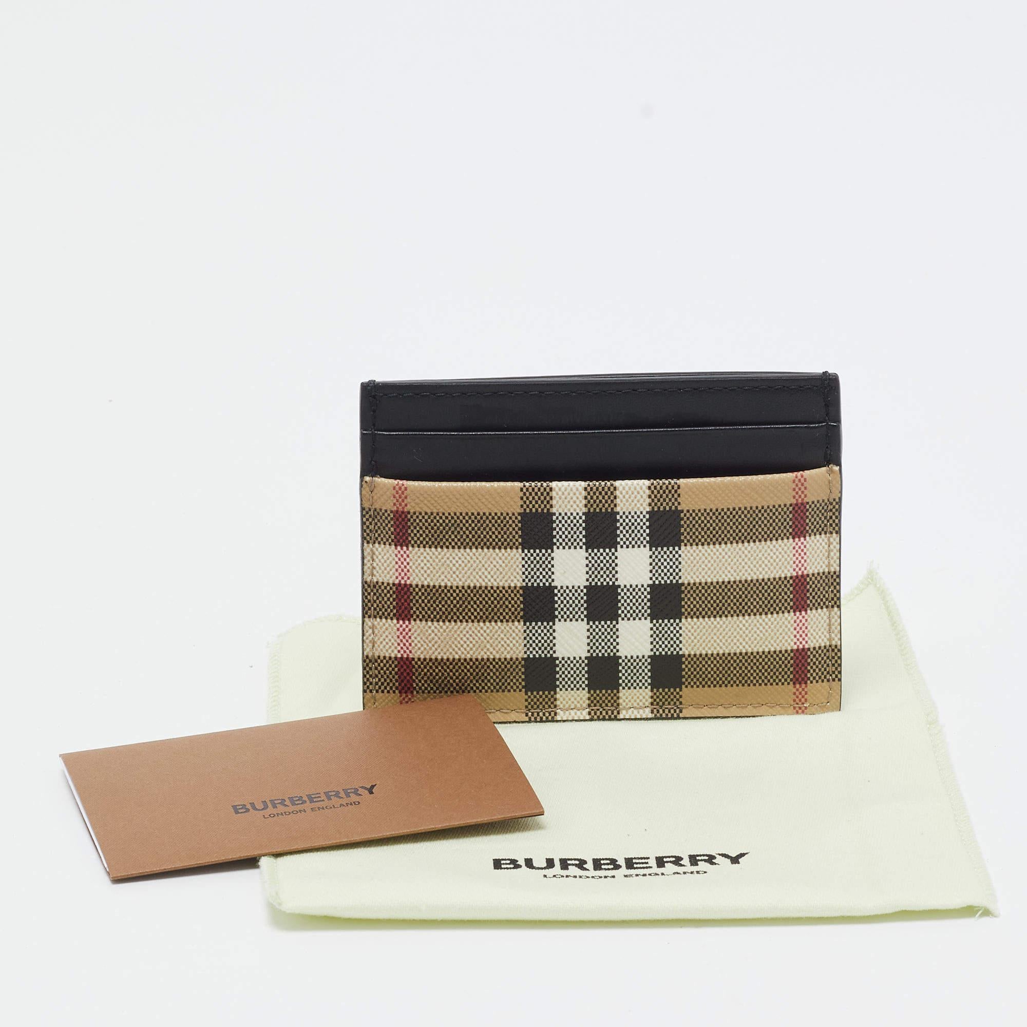 Burberry Beige House Check Coated Canvas and Leather Card Holder 6