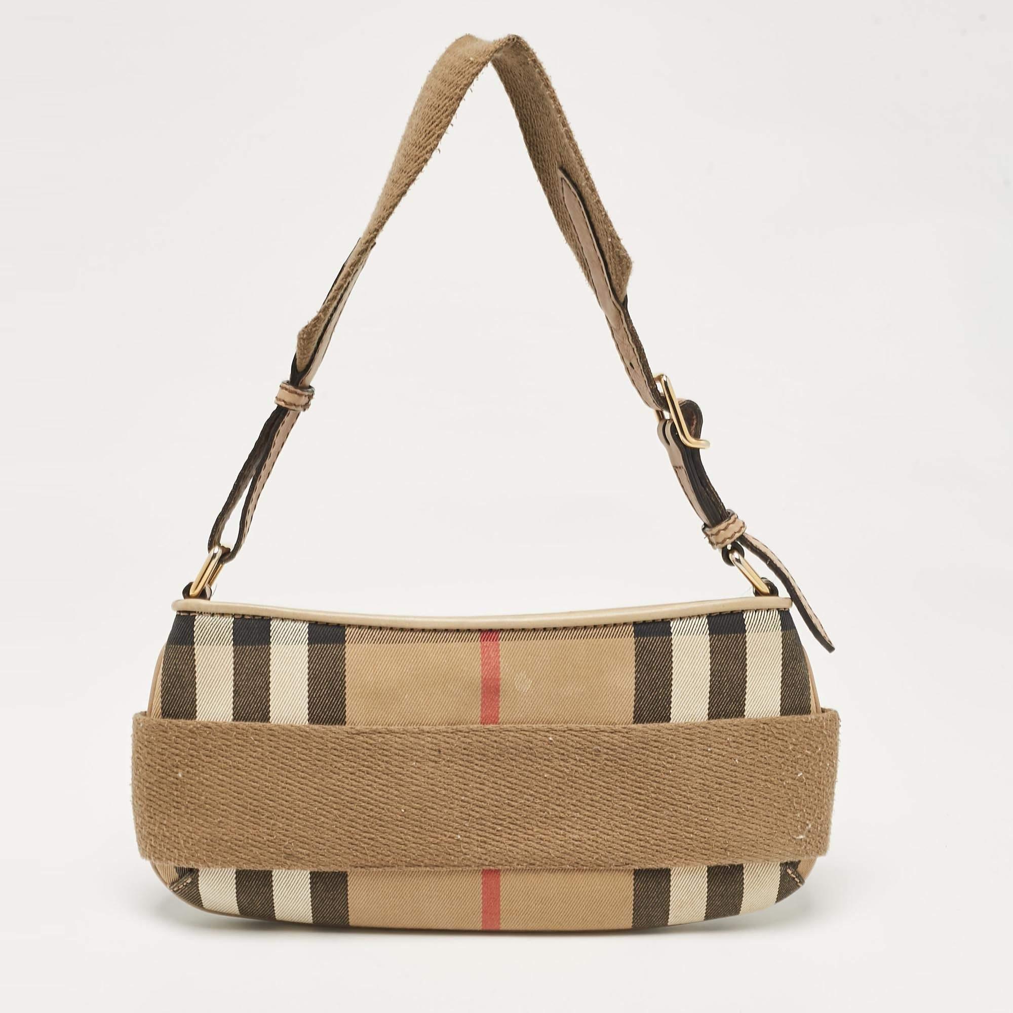 Women's Burberry Beige House Check Fabric Baguette Bag