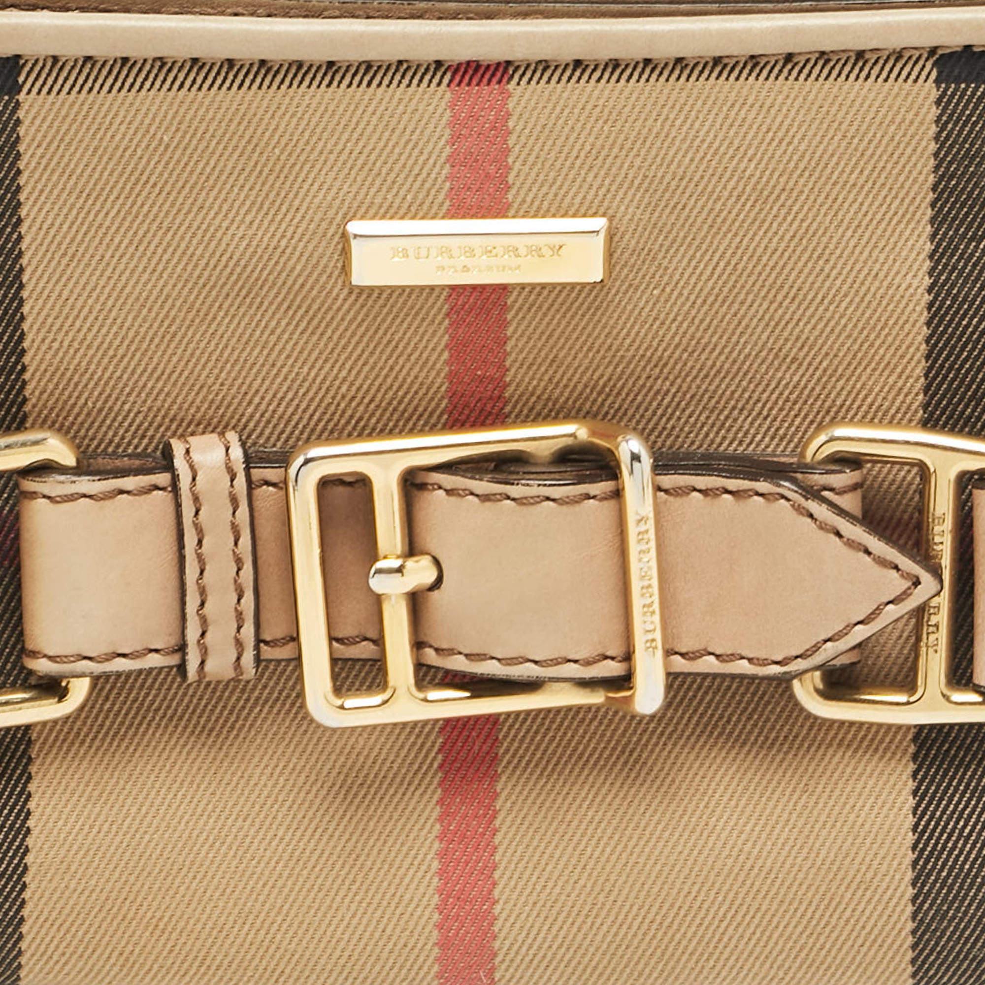Burberry Beige House Check Fabric Baguette Bag 1