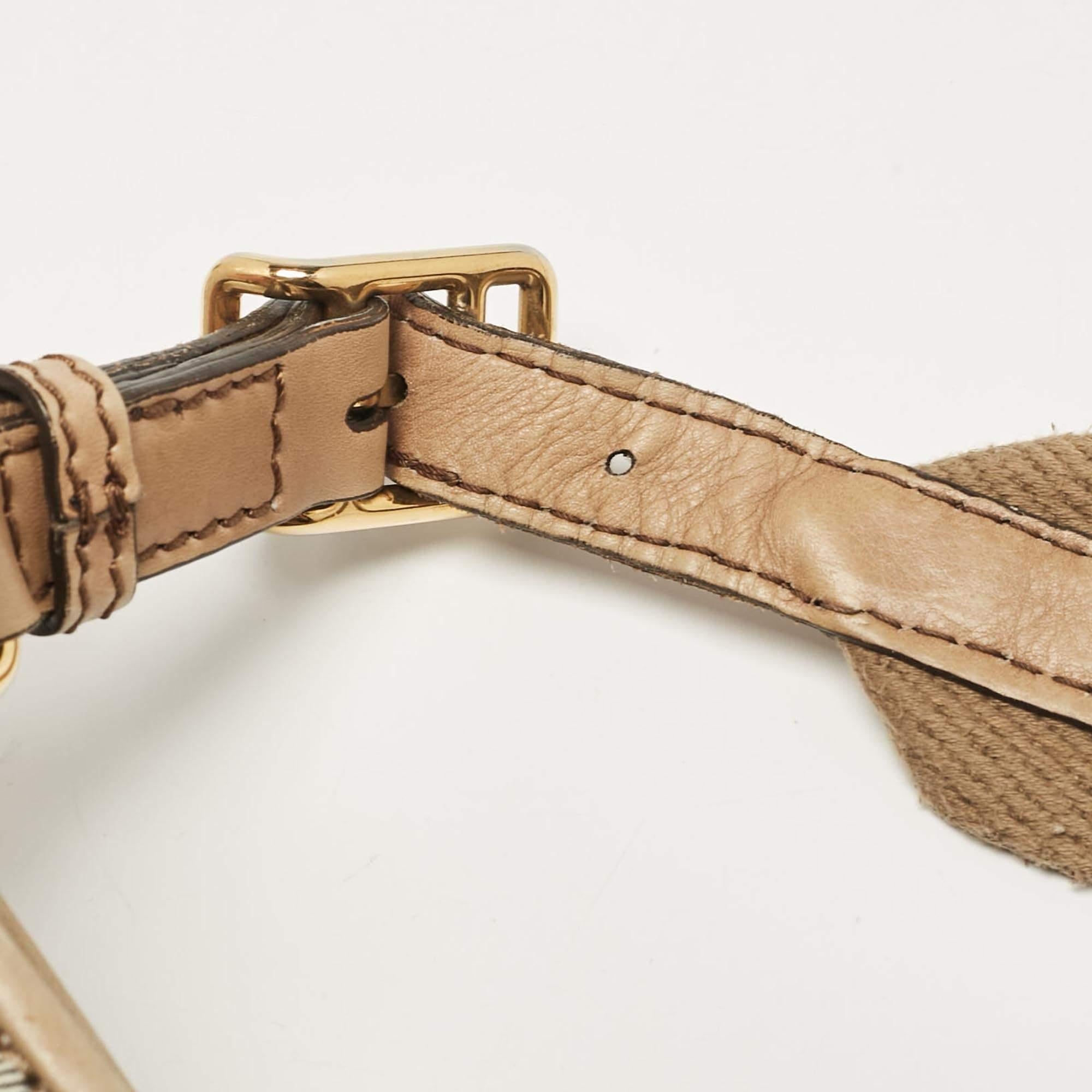 Burberry Beige House Check Fabric Baguette Bag 2