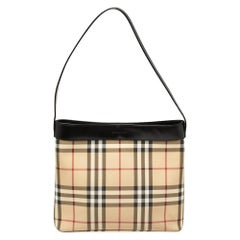 Burberry Beige House Check PVC and Leather Shoulder Bag