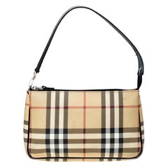 Burberry Beige House Check PVC Pochette Shoulder Bag For Sale at