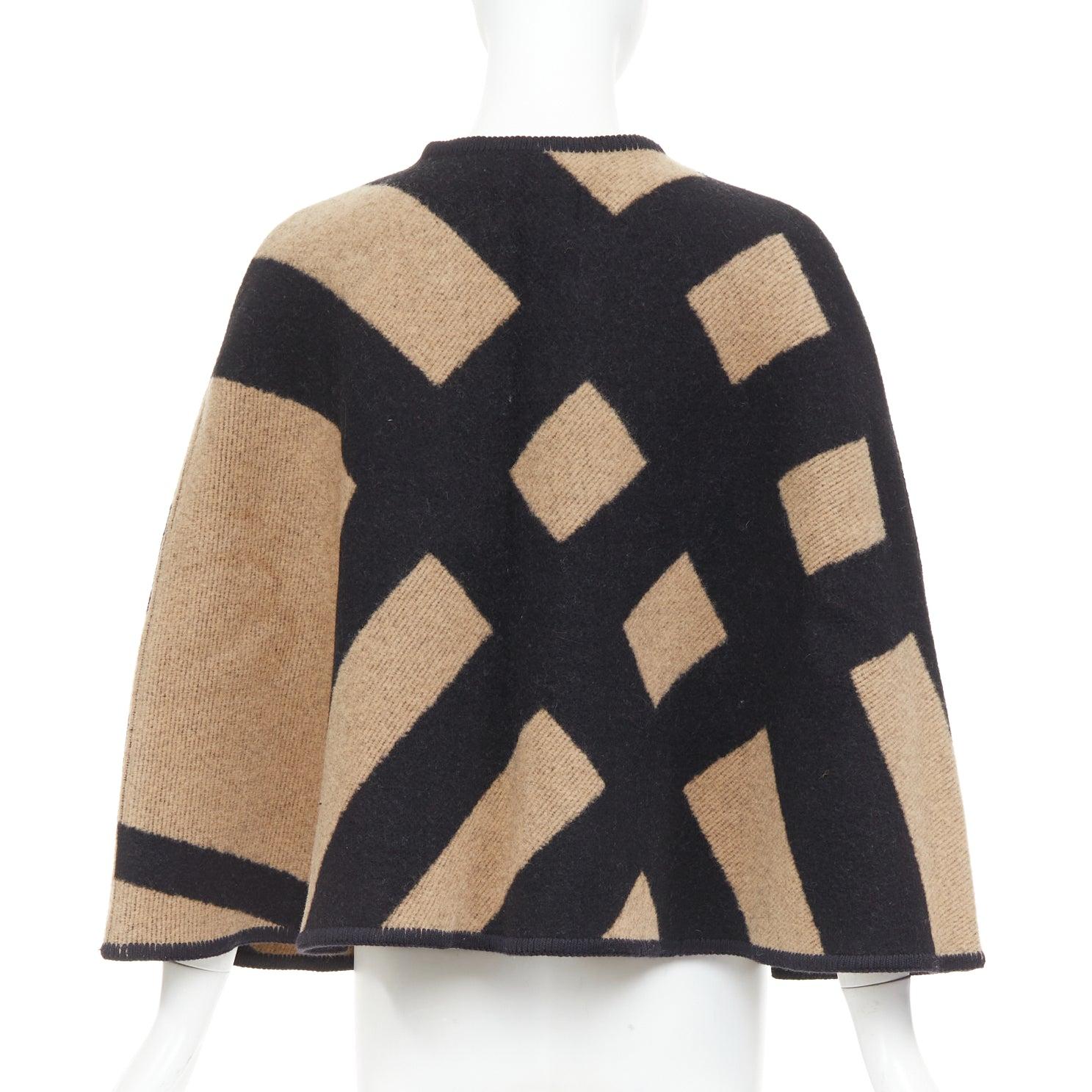Donna Burberry beige House Check lana cashmere incatenato mantella coperta poncho in vendita
