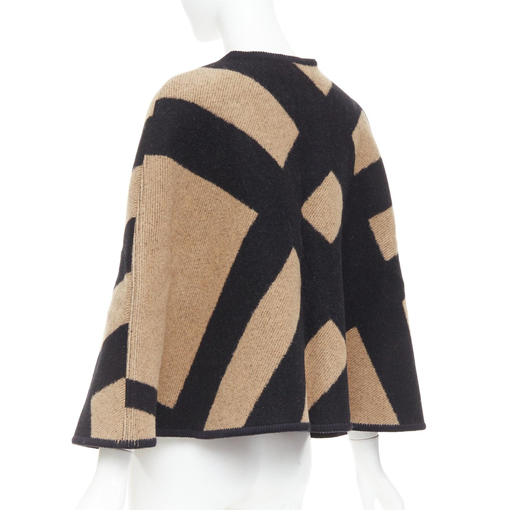 Burberry beige House Check lana cashmere incatenato mantella coperta poncho in vendita 1