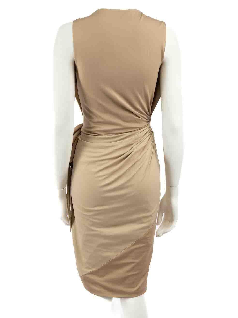 Burberry Beige Knot Detail Knee Length Dress Size XS In Good Condition In London, GB
