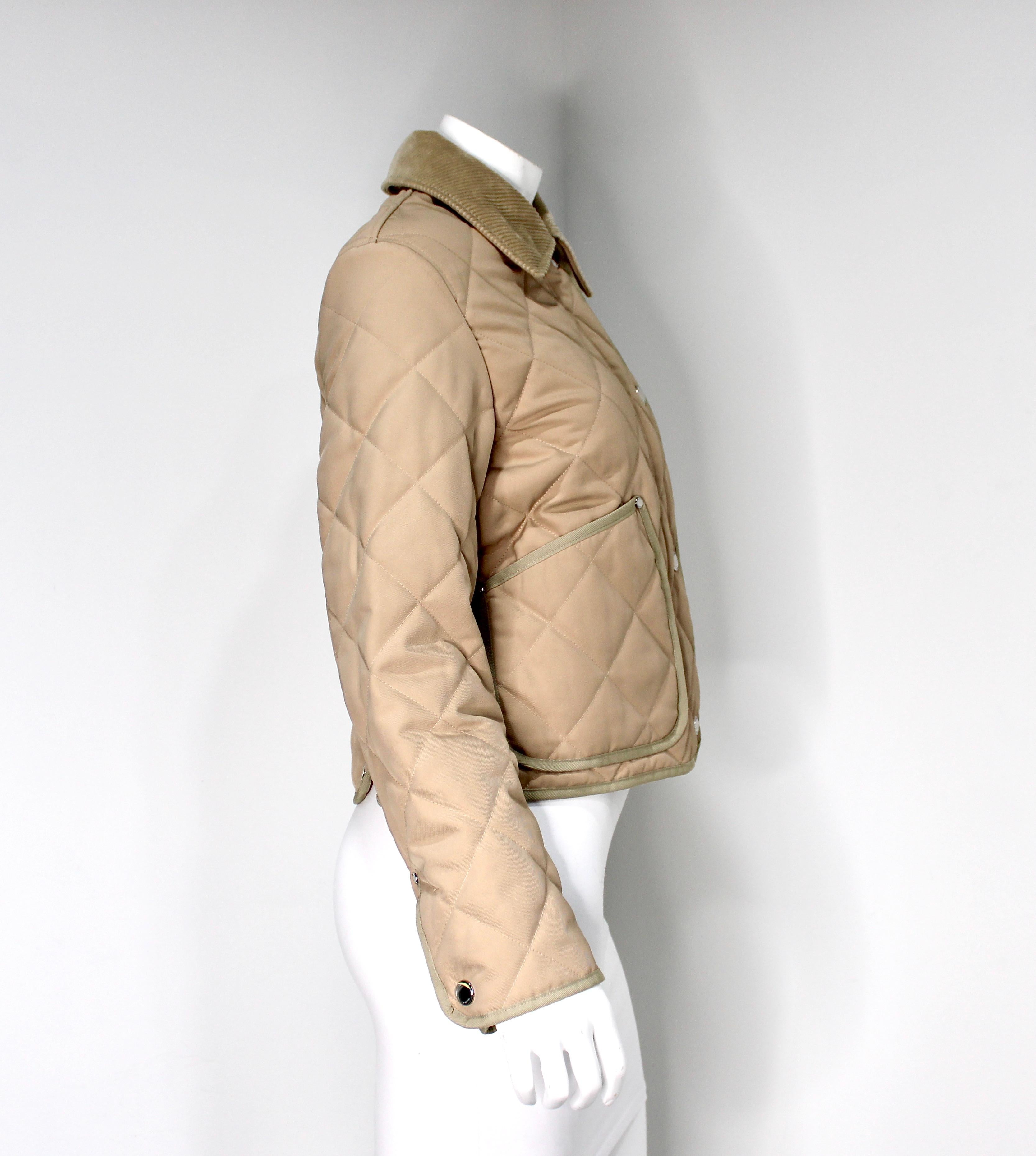 Burberry Beige Lanford Quilted Jacket With Corduroy Collar in vendita 6