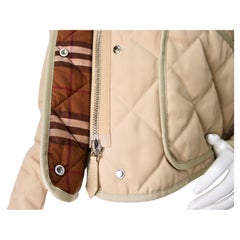 Burberry Beige Lanford Quilted Jacket With Corduroy Collar