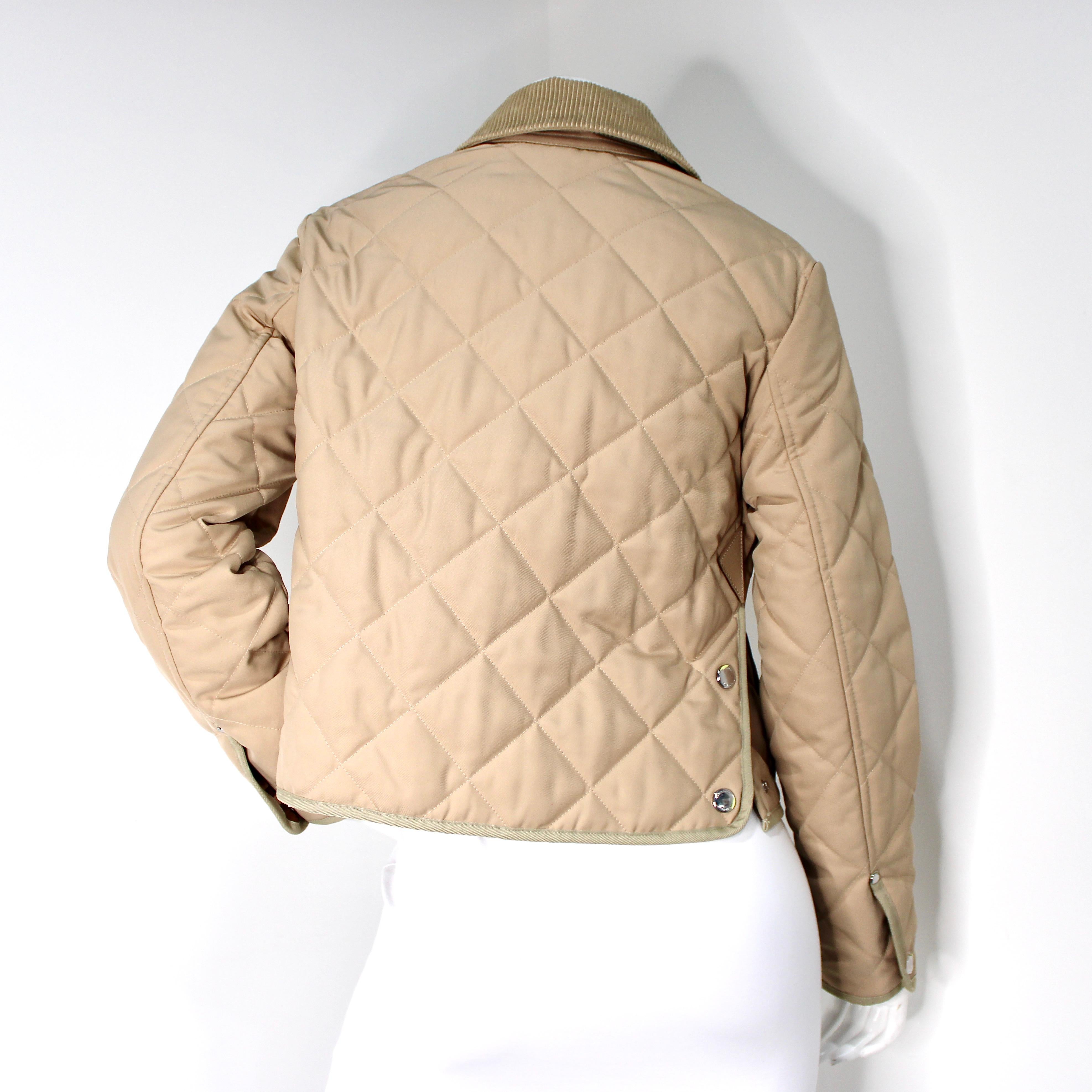 Burberry Beige Lanford Quilted Jacket With Corduroy Collar in vendita 4