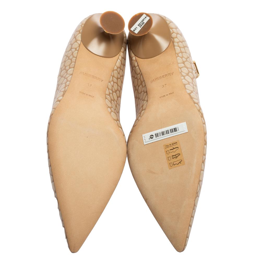 Women's Burberry Beige Leather Ankle Strap Pointed Toe Pumps Size 37